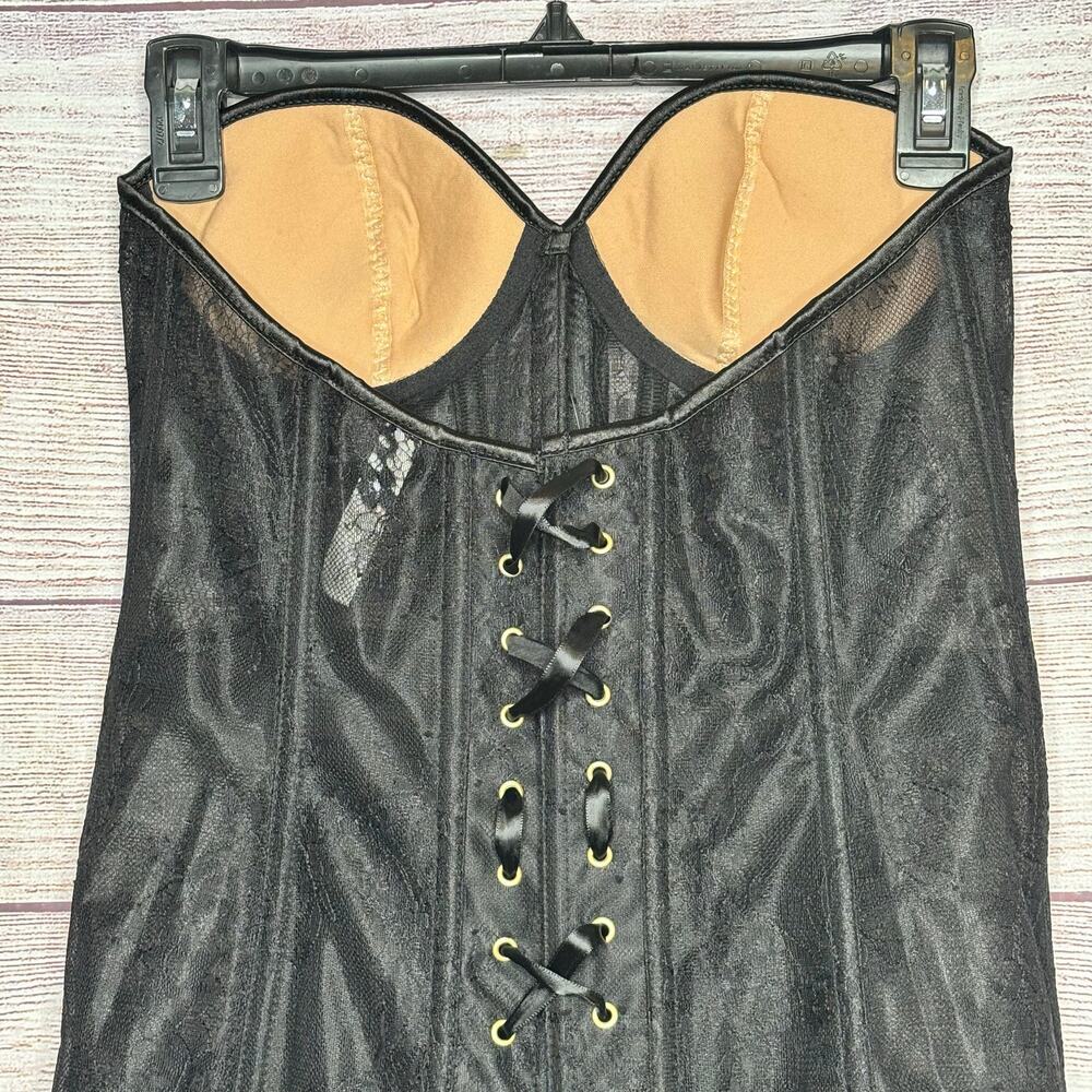 Adore Me Avelle Contour Lace Up Black Ribbon Tie Cosplay Corset New Size Large - Picture 5 of 14